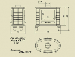 Чугунная печь Kratki Koza/K8/T