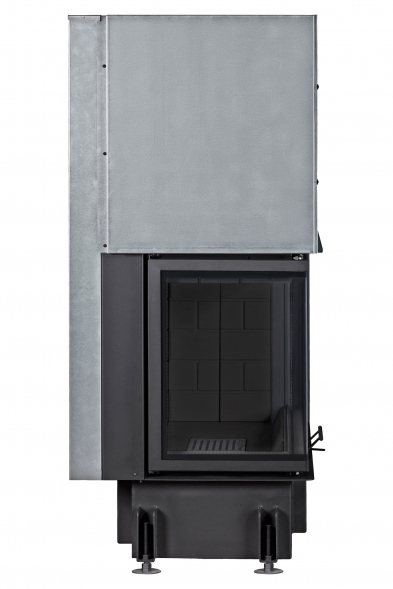 Каминная топка Экокамин ДЕЛЬТА 1000 LB два стекла принтинг левая черный шамот