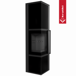 Печь Kratki PRO TORA/L 8 кВт, чёрное стекло (Черная футеровка, с доводчиком)
